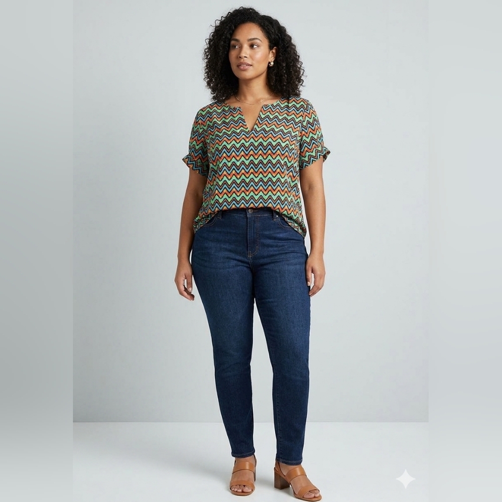 Daniel Rainn Multi-Colored Zigzag Chevron Stateme… - image 1